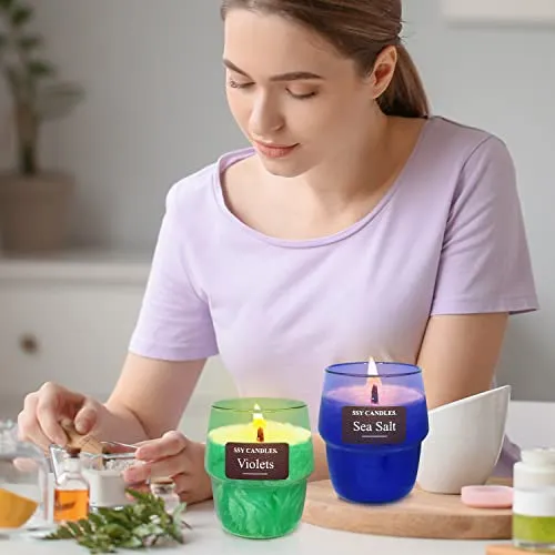 Handmade Violet Scented Glass Jar Candle - Ideal for Home Decor or Enhancing Yoga and Meditation Practice