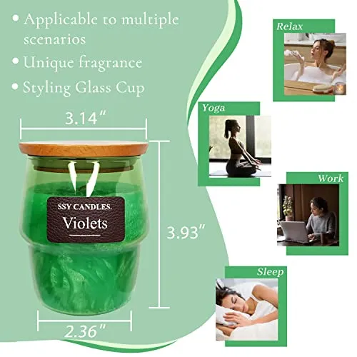 Handmade Violet Scented Glass Jar Candle - Ideal for Home Decor or Enhancing Yoga and Meditation Practice