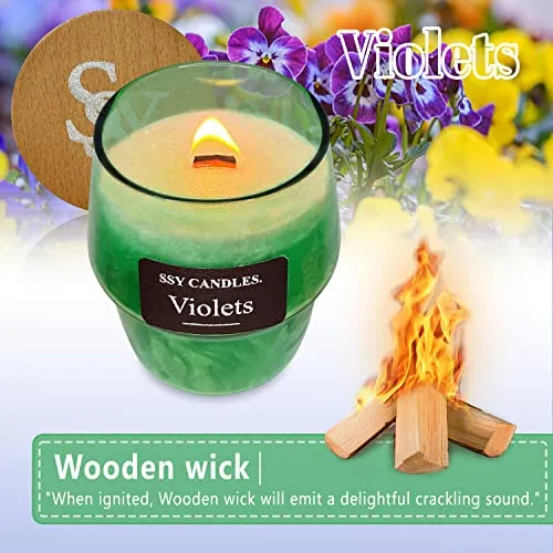 Handmade Violet Scented Glass Jar Candle - Ideal for Home Decor or Enhancing Yoga and Meditation Practice