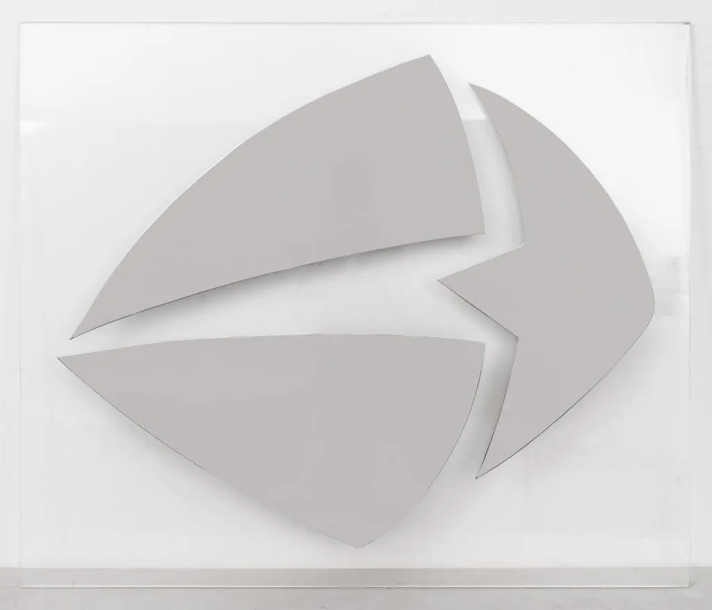 Harold Sclar Modern Abstract Chrome Wall Sculpture