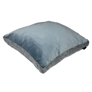 Harris Tweed and Velvet Insert Edge Cushion - Blue & Grey