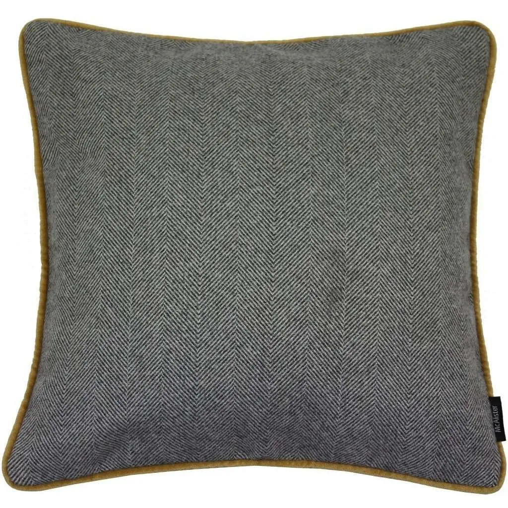 Herringbone Boutique Grey   Yellow Cushion