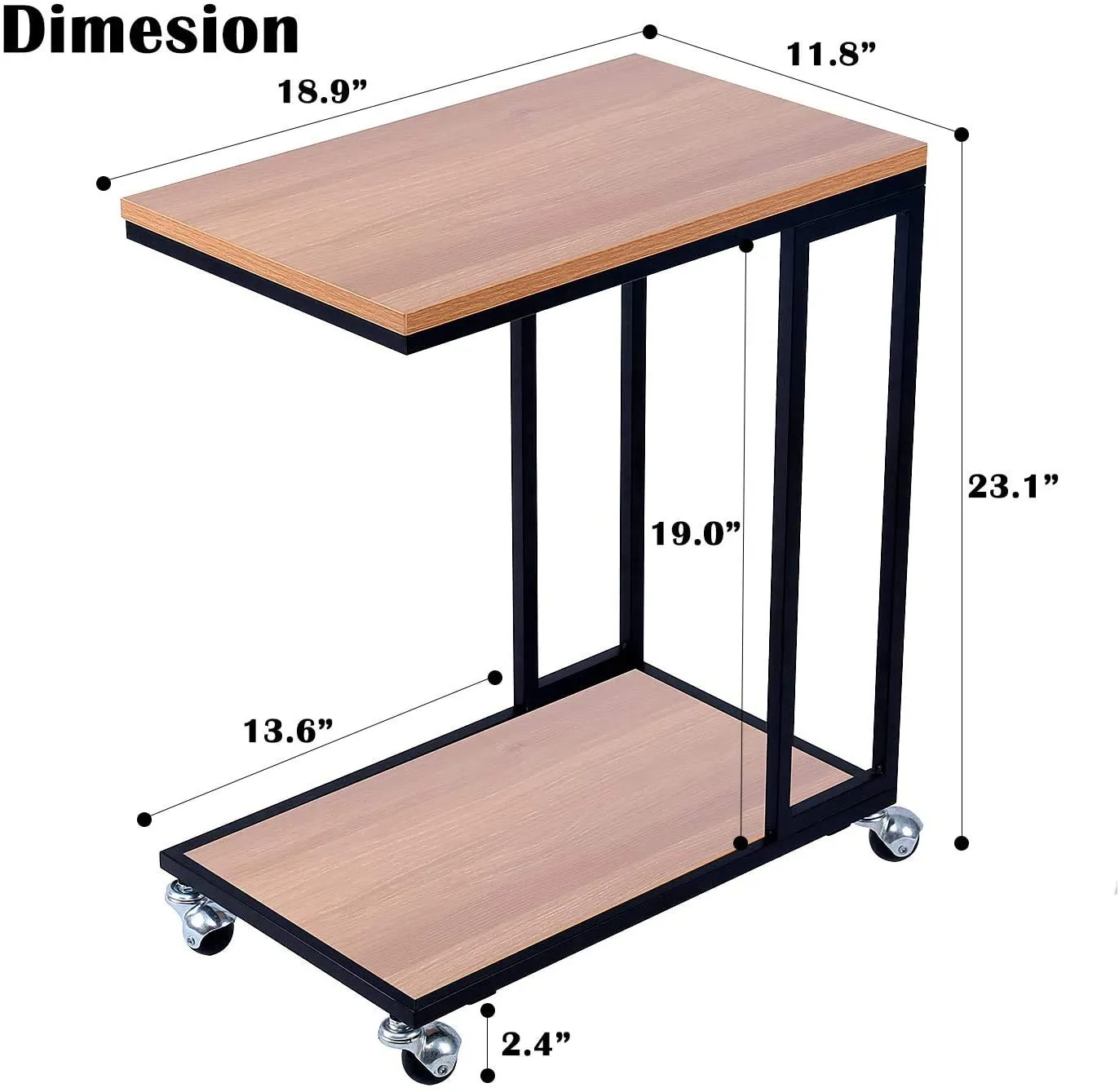 INDIAN DECOR. 29720 Sofa Side End Laptop Table, Snack Table Sofa Couch Side Table for Living Room, Mobile C End Table for Coffee Laptop, Brown - Made in India !
