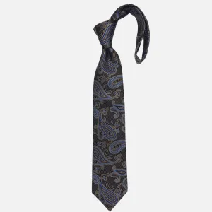 JZ Richards Premium Silk Paisley Tie - Classic Light Brown with Subtle Blue and Black Accents - Made in the USA