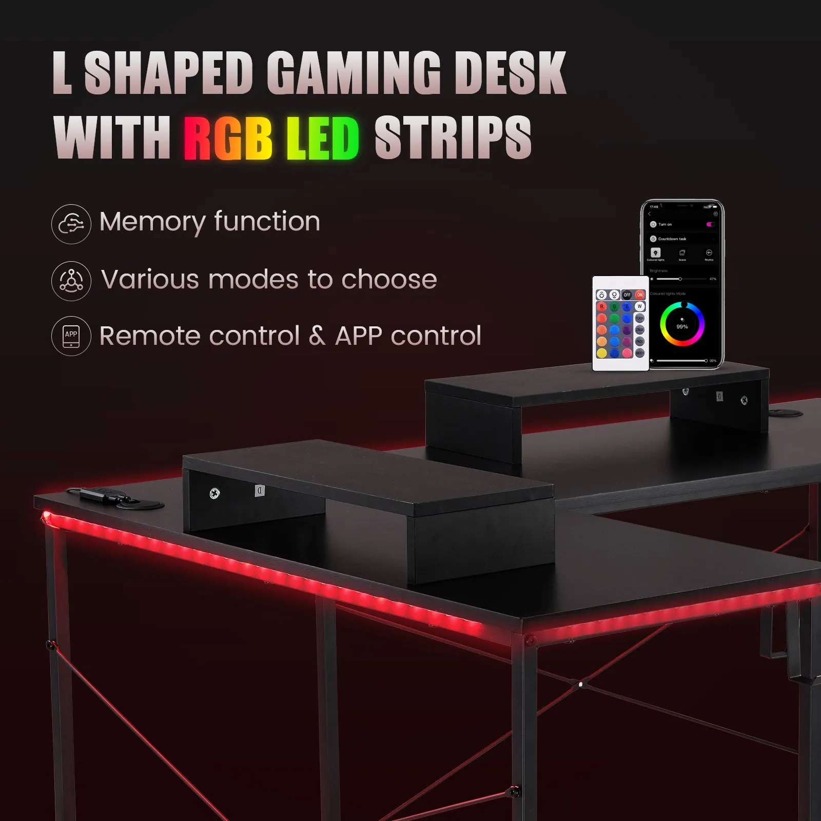 L -Shaped Series RGB Gaming Desk GTZ-410