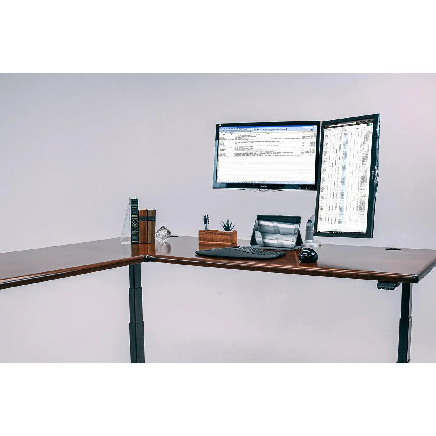 Lander Standing L-Desk - Solid Wood