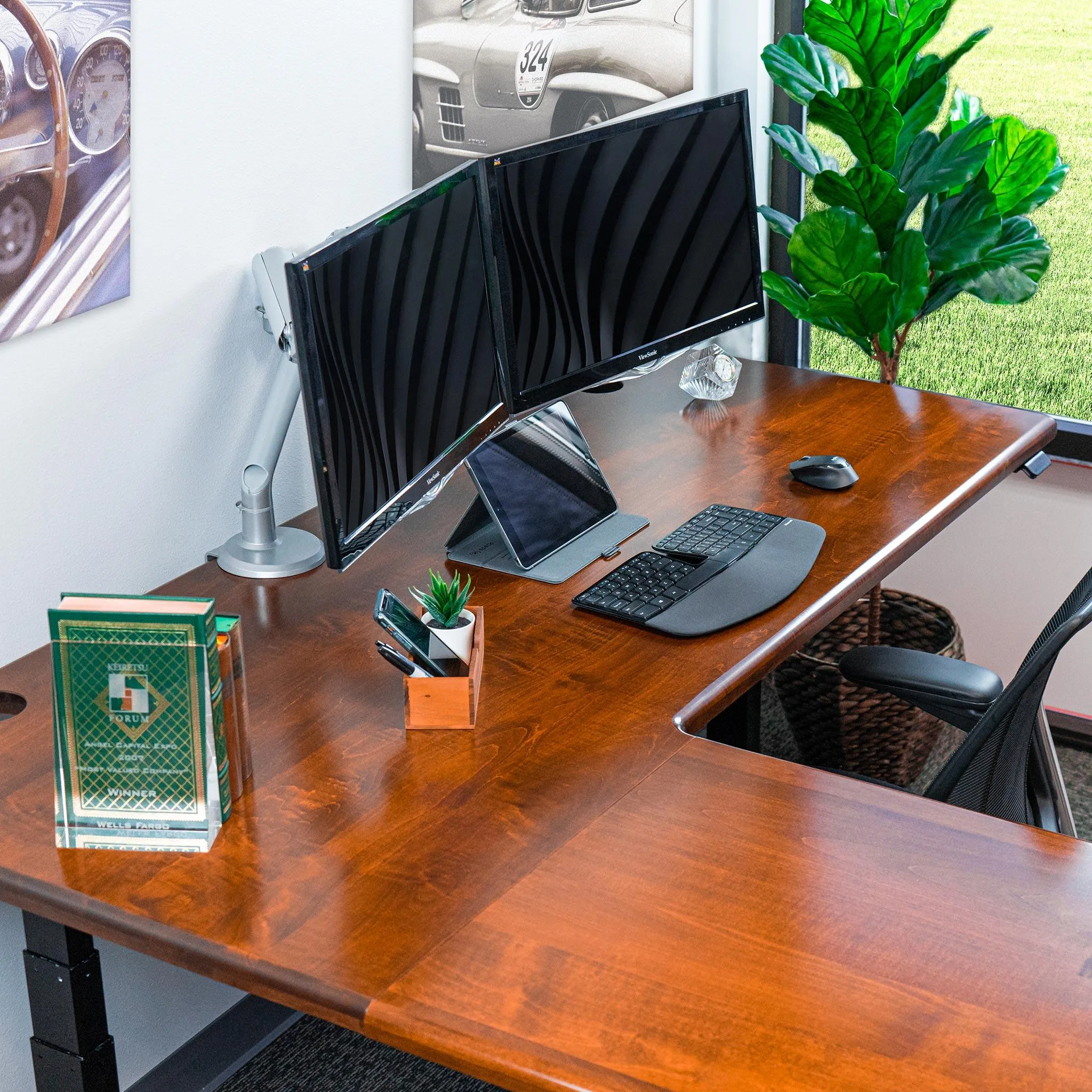 Lander Standing L-Desk - Solid Wood
