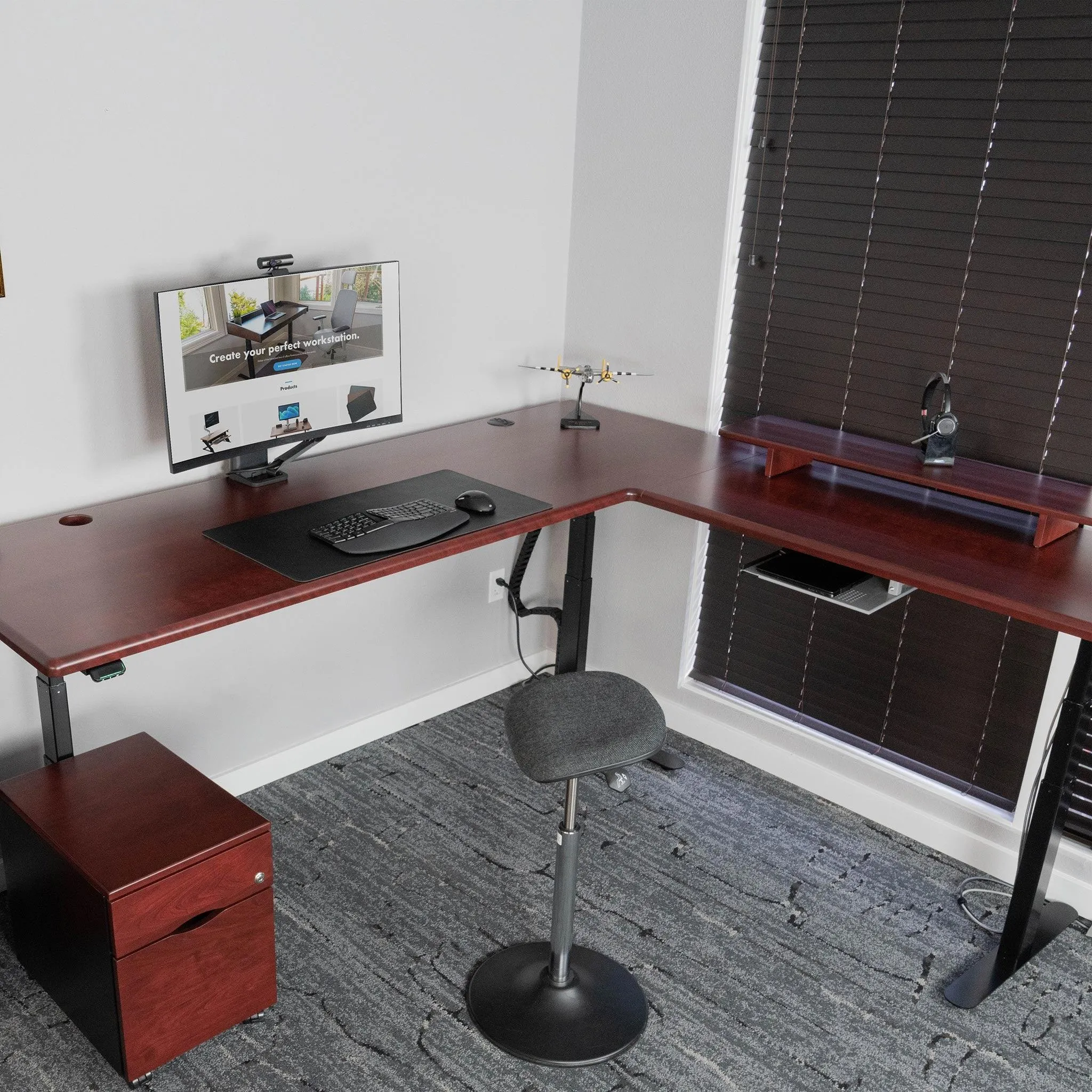 Lander Standing L-Desk - Solid Wood