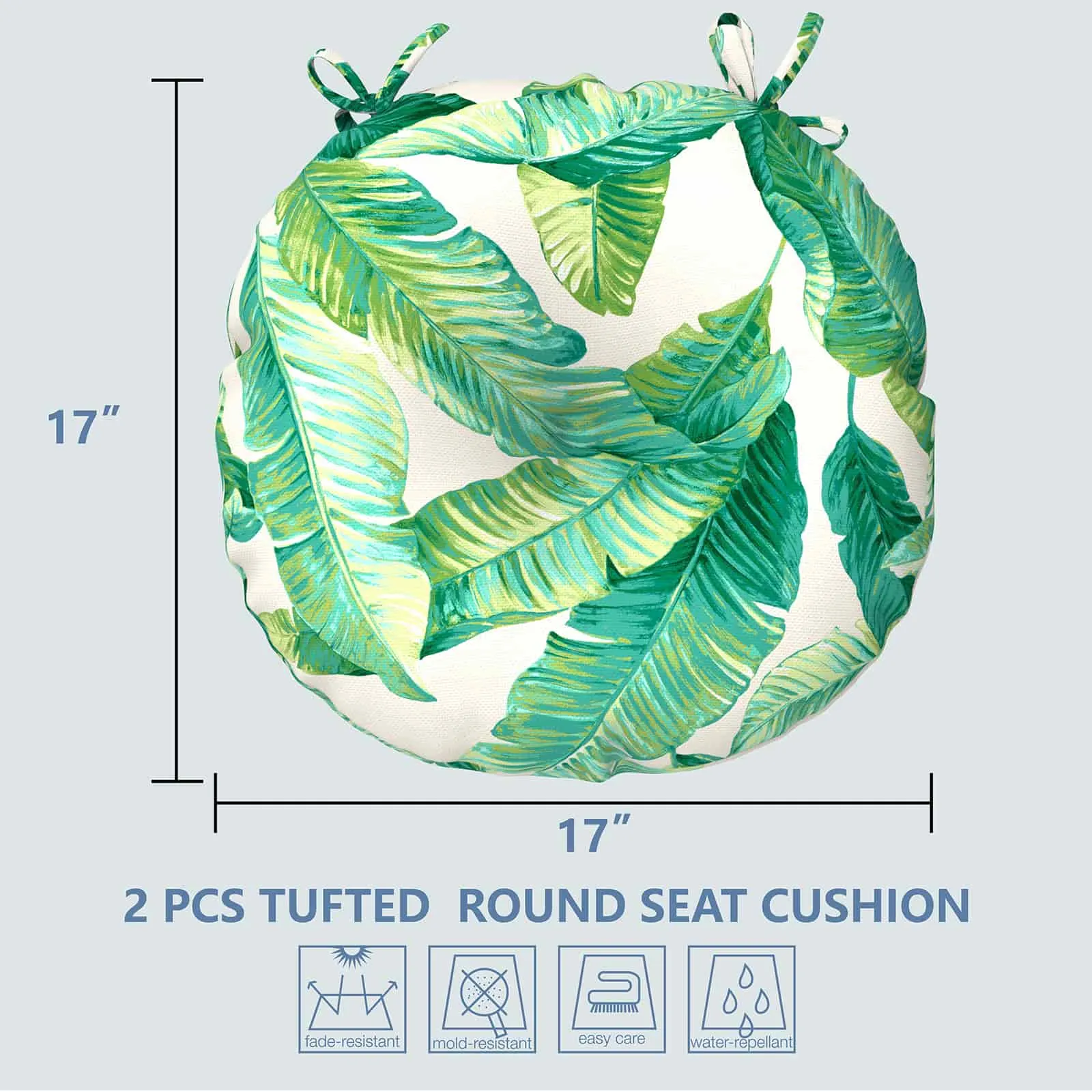 LVTXIII Outdoor Round Bistro Seat Cushions 15"x15"x4" Swaying Palms Capri （Set of 2）