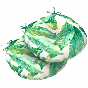 LVTXIII Outdoor Round Bistro Seat Cushions 15"x15"x4" Swaying Palms Capri （Set of 2）