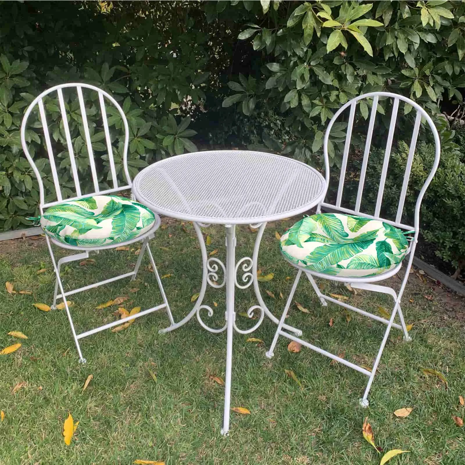 LVTXIII Outdoor Round Bistro Seat Cushions 15"x15"x4" Swaying Palms Capri （Set of 2）