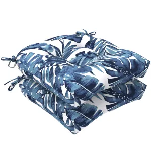 LVTXIII Outdoor U-Shape Tufted Seat Cushions 19”x19”x5” Palm Blue （Set of 2）