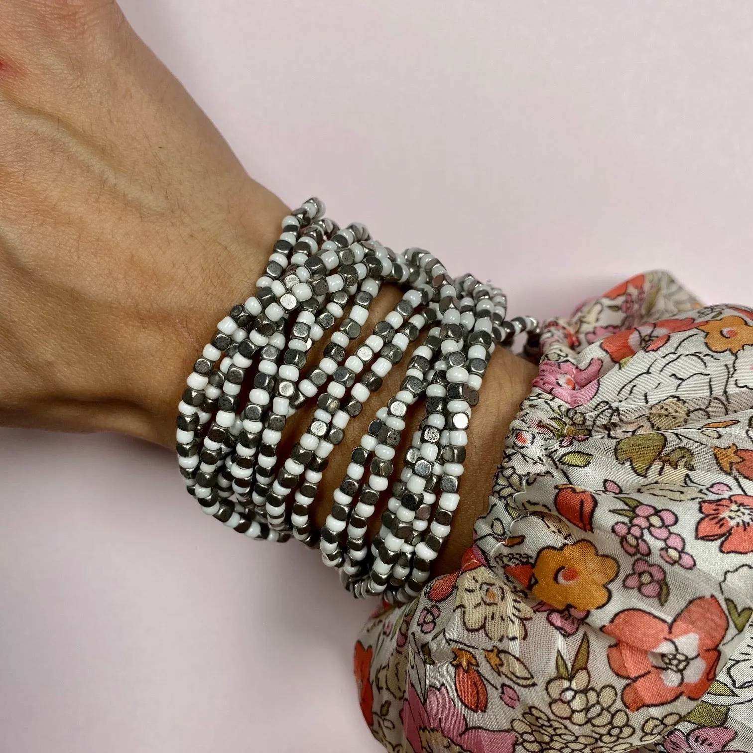 Mixed metal beaded bracelet set
