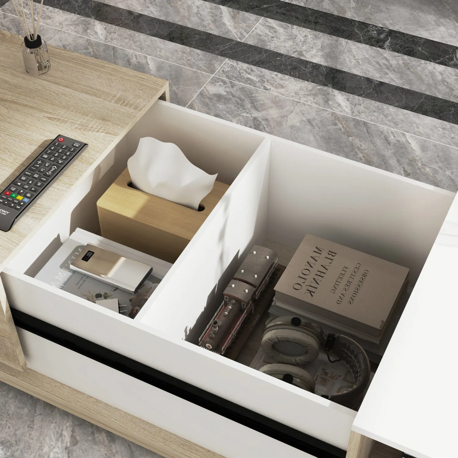 Modern Multi-Purpose Table with Hidden Storage Coffee Table Console