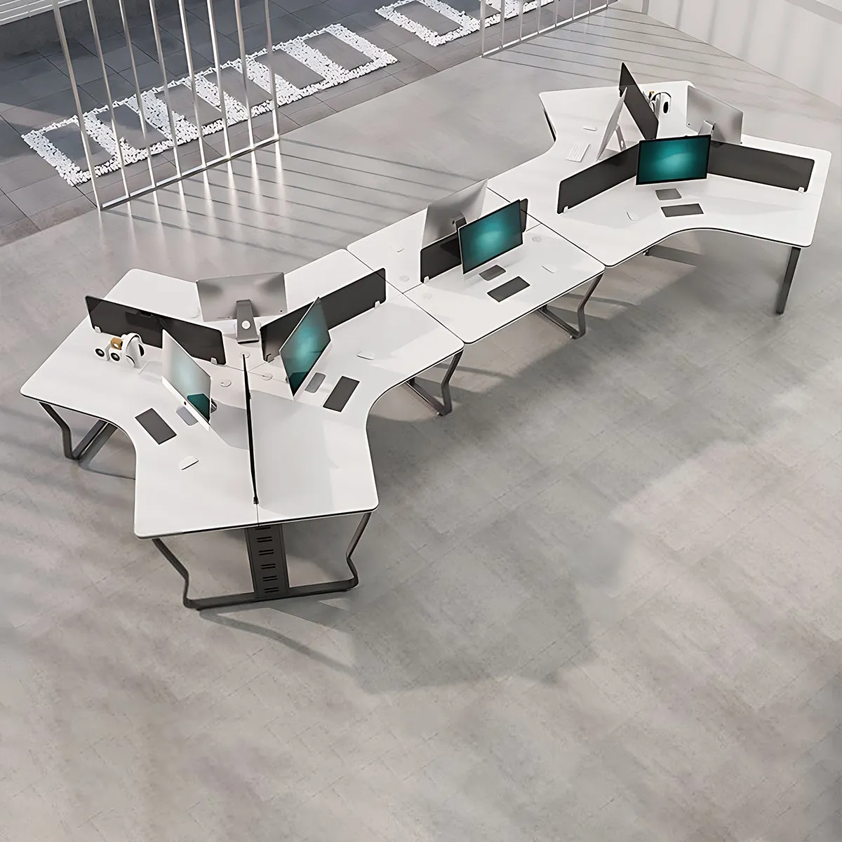 Modern U-Shaped Office Workstation
