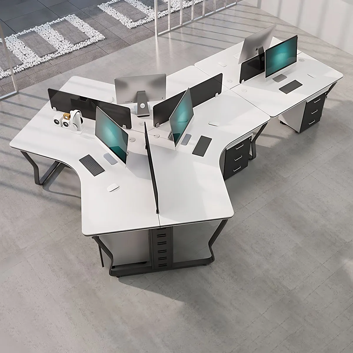 Modern U-Shaped Office Workstation