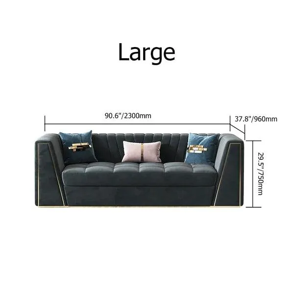 Modular Velvet Sofa Deep Gray Tufted Upholstery Modern Couch