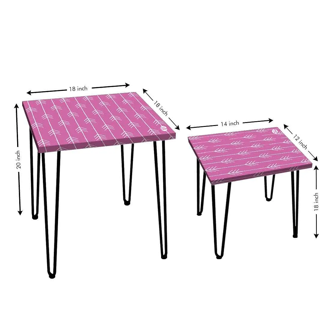Multi-purpose Set Of 2 Metal Nest of Tables for Home and Outdoor - Purple Arrow End