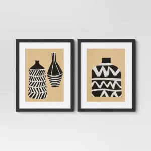 Open Box - (Set of 2) 16" x 20" Vase Set I and II Framed Decorative Wall Art Set with Mat