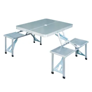 Outsunny Portable Folding Camping Picnic Table and Chairs Stools Set