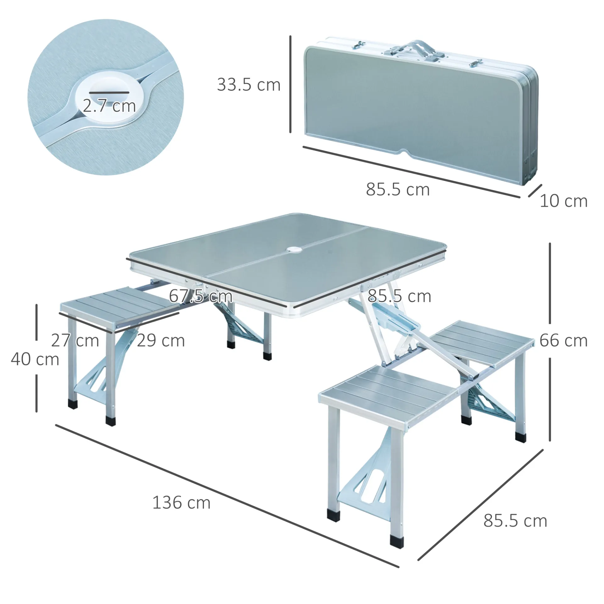 Outsunny Portable Folding Camping Picnic Table and Chairs Stools Set