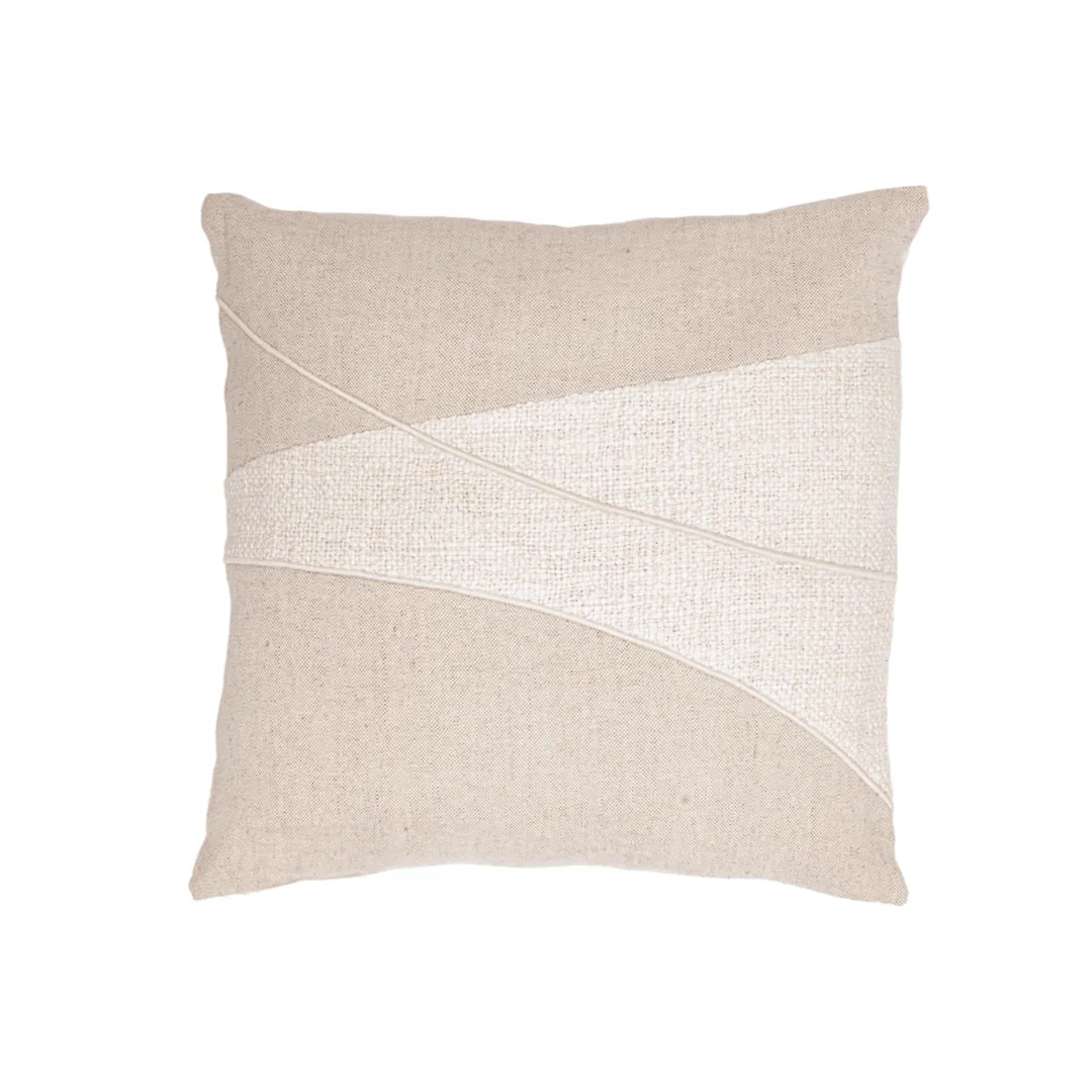 Patchwork Cotton Linen Cushion | Natural 50x50cm