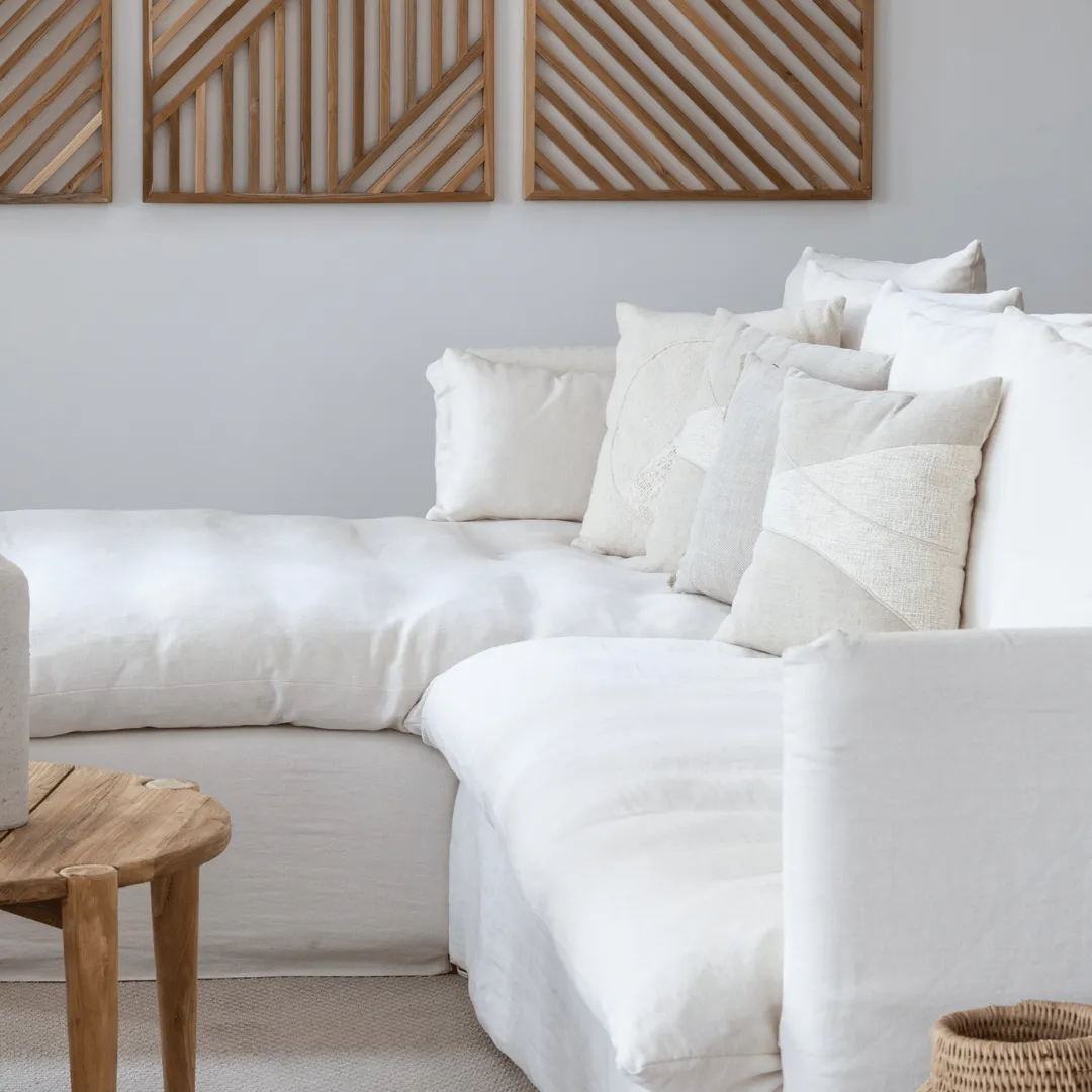 Patchwork Cotton Linen Cushion | Natural 50x50cm