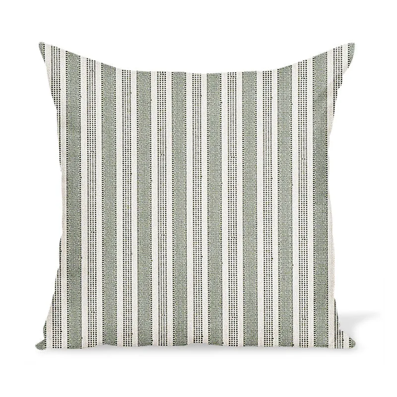 Peter Dunham Textiles Outdoor Amida in Green on Natural Pillow