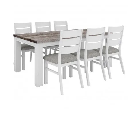 Plumeria Dining Table 190cm Solid Acacia Wood Home Dinner Furniture -White Brush