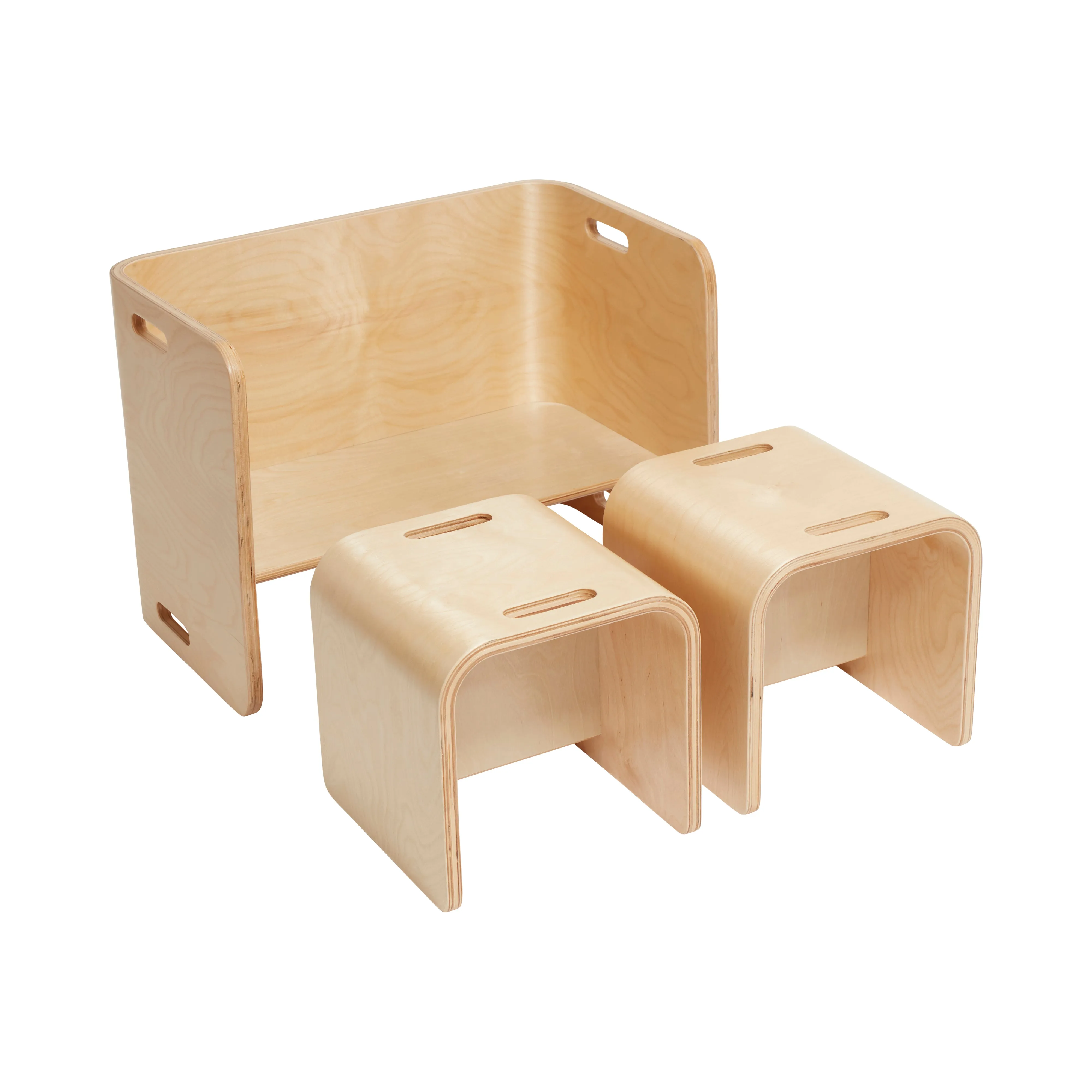 Premium Bentwood Multipurpose Table and Chair Set, Kids Furniture, Natural, 3-Piece