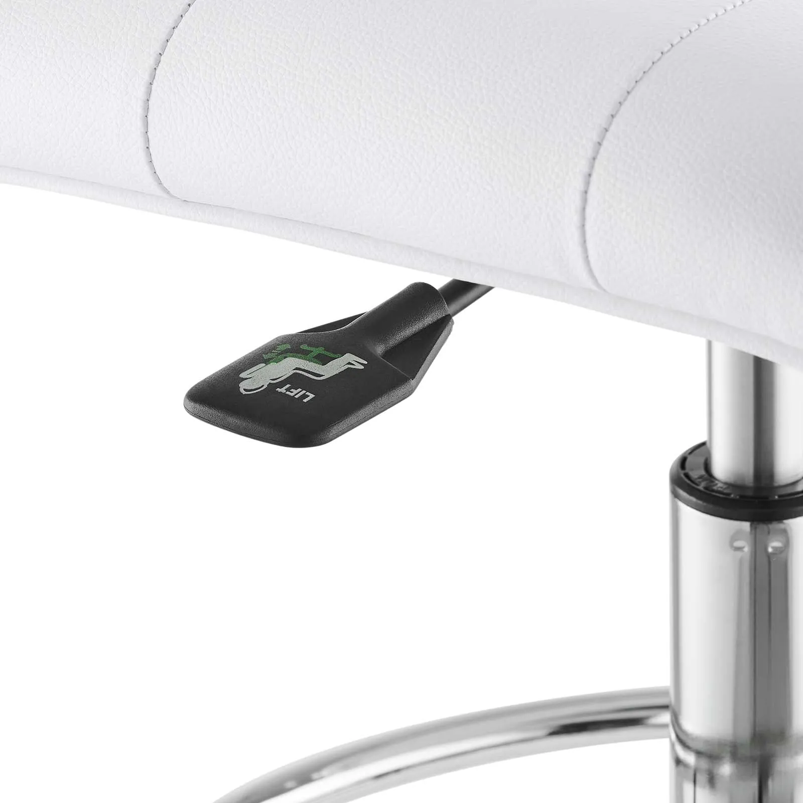 Prim Armless Vegan Leather Drafting Chair Silver White EEI-4981-SLV-WHI