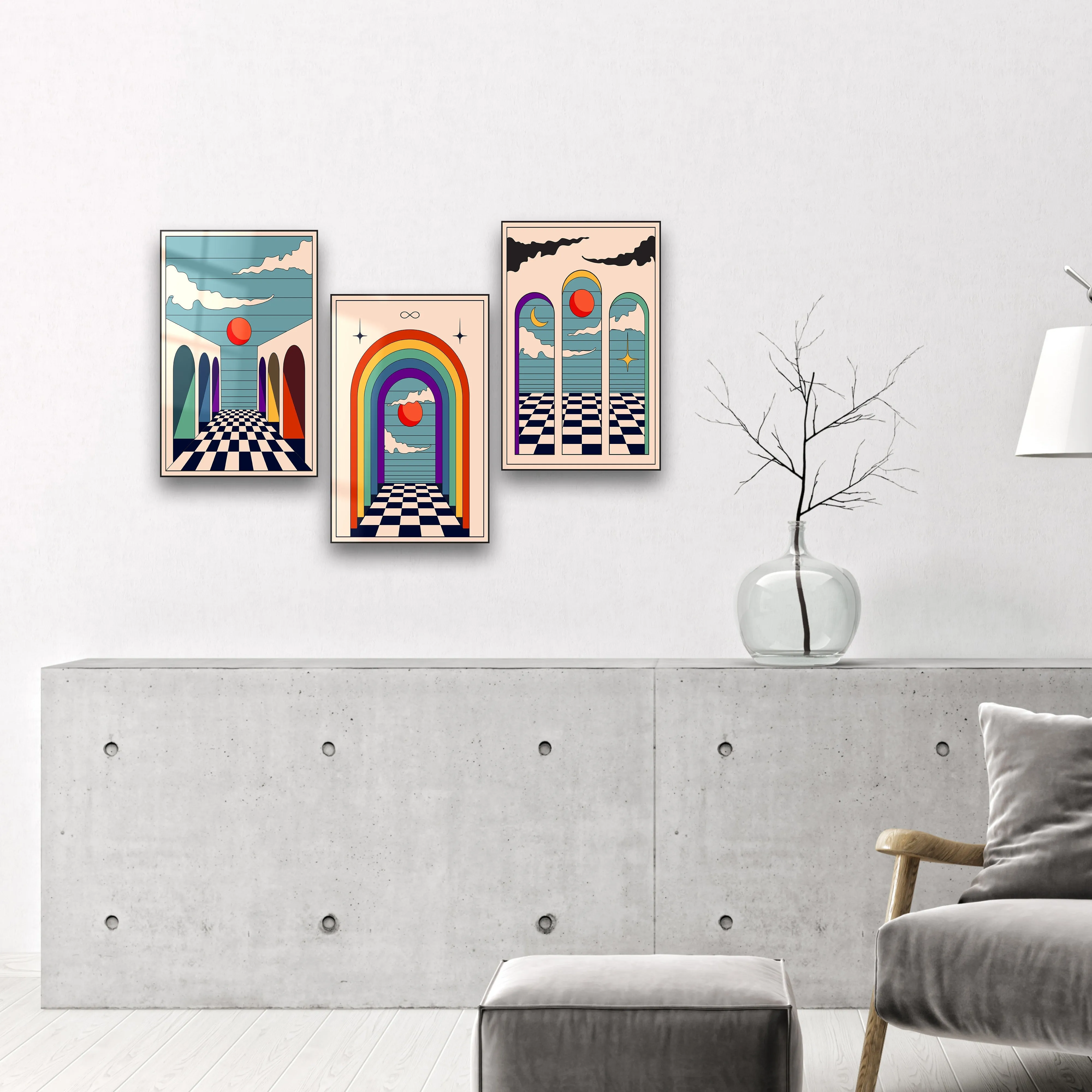 ."Dream World". Contemporary Gallery Collection Glass Wall Art