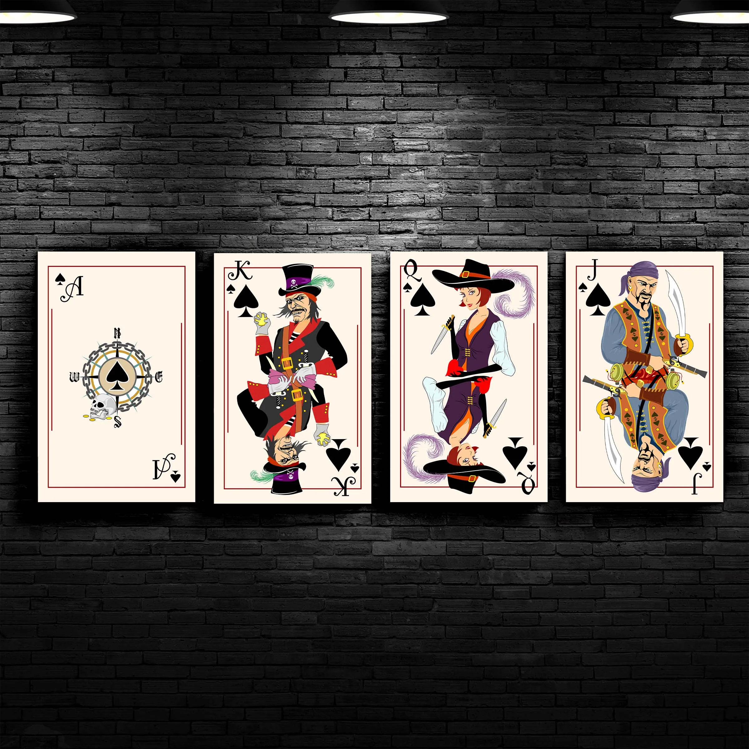 ."Spades - Poker Cards ". Designers Collection Glass Wall Art
