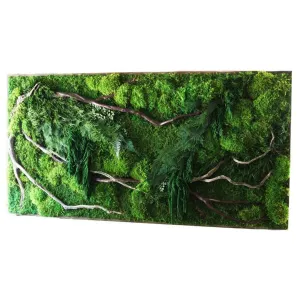 Red Branch with Moss & Ferns - 68" x 33" Oversized Statement Piece