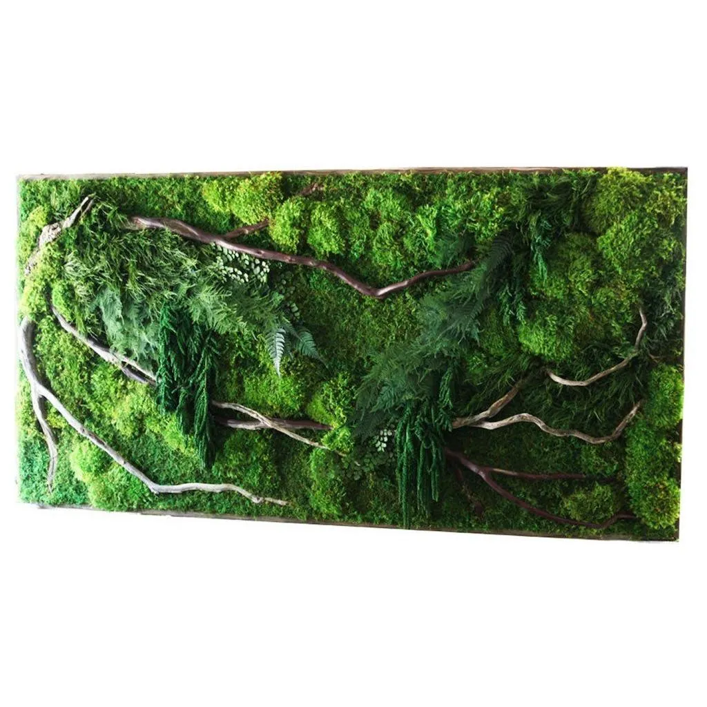 Red Branch with Moss & Ferns - 68" x 33" Oversized Statement Piece