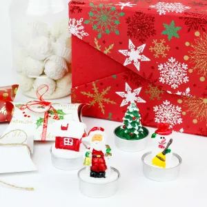 Red White and Green Tea Light Candle - Pack of 12