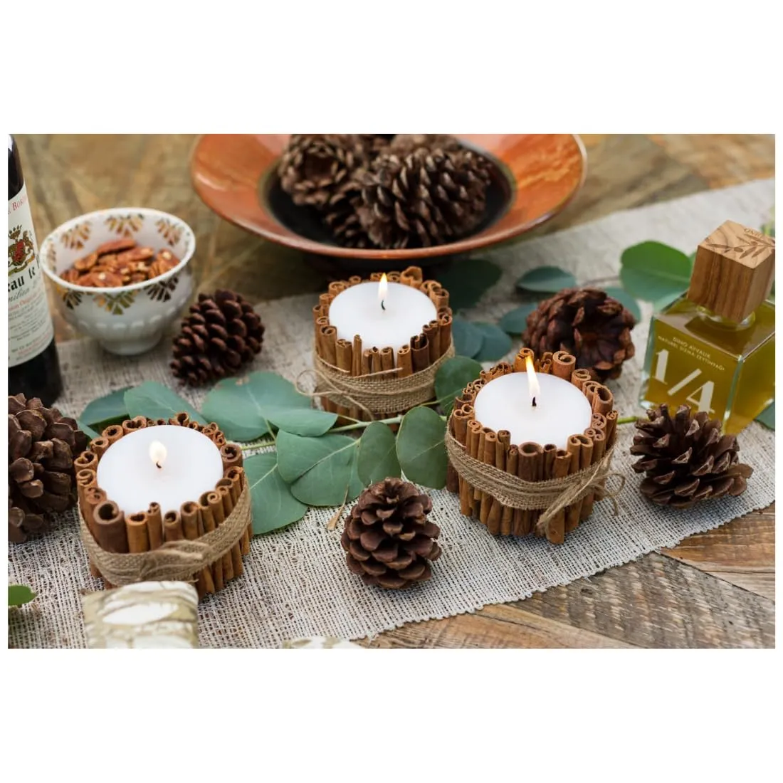 SCIIAN Cinnamon Stick Piller Candle | Candle | Soy Wax Candle | Candle for Home Decor | Decorative Candle | Festival Candle | Warm and Relaxing Fragrance for Home | Best for Festive Gifting -120g