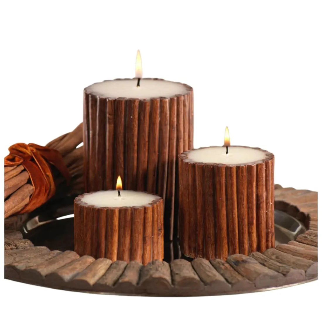 SCIIAN Cinnamon Stick Piller Candle | Candle | Soy Wax Candle | Candle for Home Decor | Decorative Candle | Festival Candle | Warm and Relaxing Fragrance for Home | Best for Festive Gifting -120g