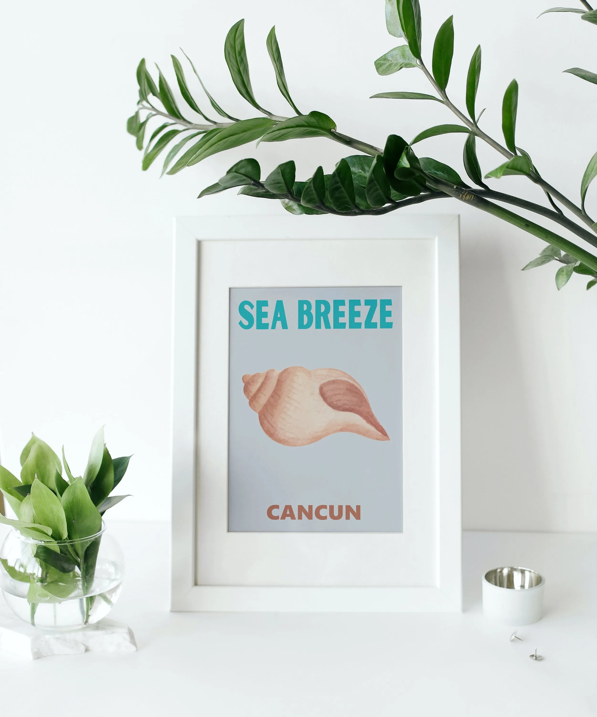 Set Of 8 Coastal Travel Posters INSTANT DOWNLOAD Art Prints, Seashell Art, Beach Prints, Coastal Wall Art, Watercolor Neutral