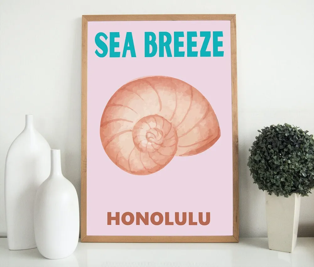 Set Of 8 Coastal Travel Posters INSTANT DOWNLOAD Art Prints, Seashell Art, Beach Prints, Coastal Wall Art, Watercolor Neutral