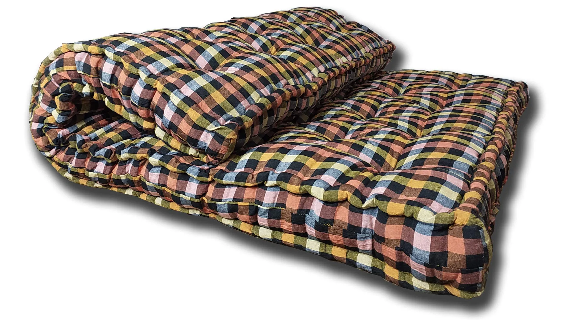 Shad Enterprises Soft Cotton Box Quilt Multicolour Mattress | Cotton Gadda (Box Rectangle Type 3X6 ft. OR 72X36 inch)