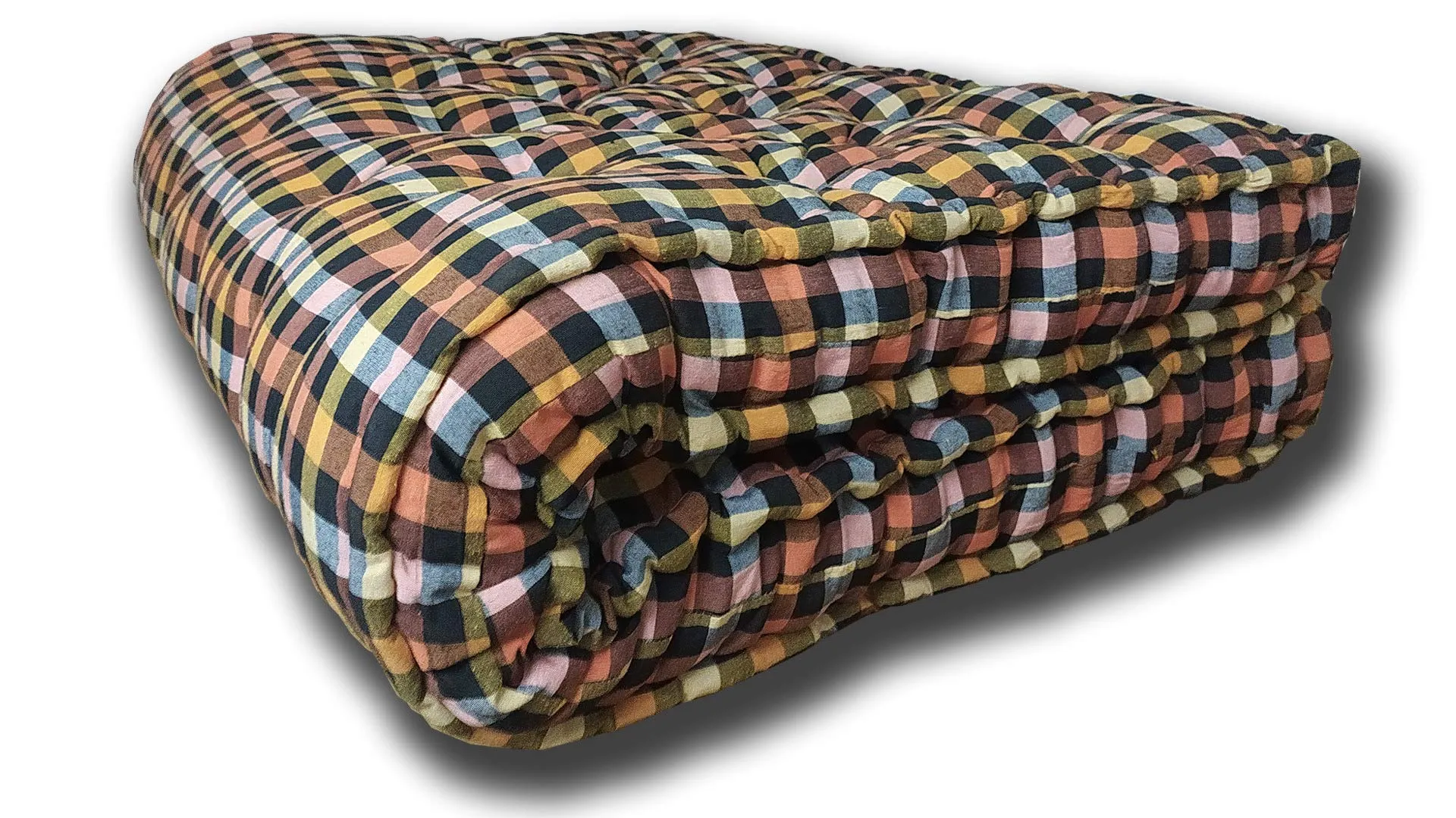 Shad Enterprises Soft Cotton Box Quilt Multicolour Mattress | Cotton Gadda (Box Rectangle Type 3X6 ft. OR 72X36 inch)