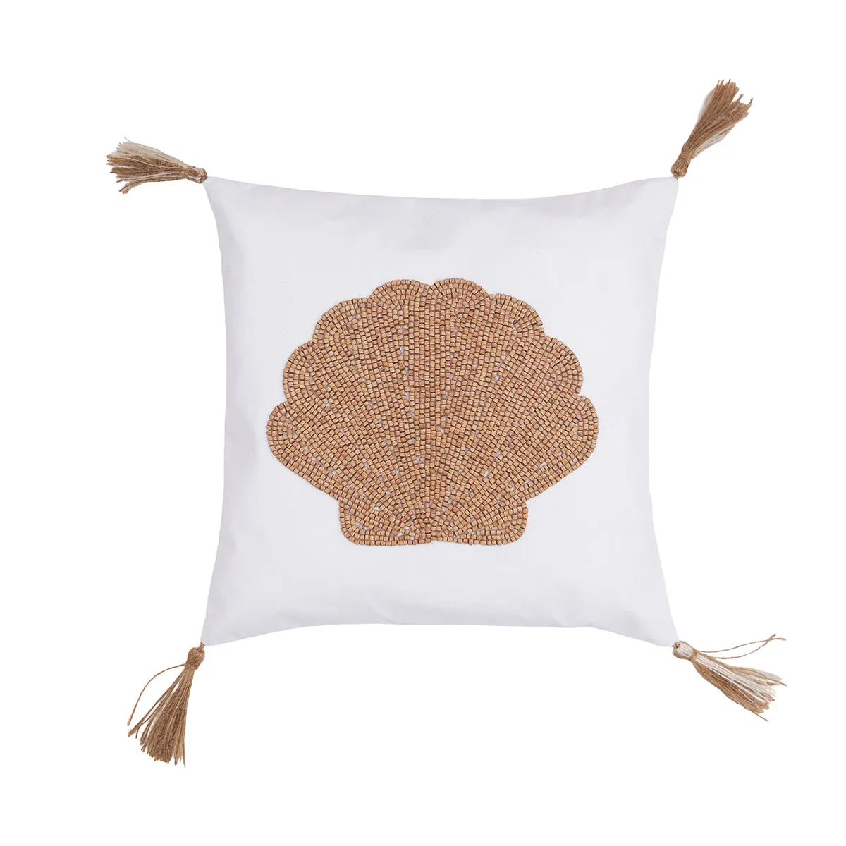 Shell Handmade Wood Beaded Pillow