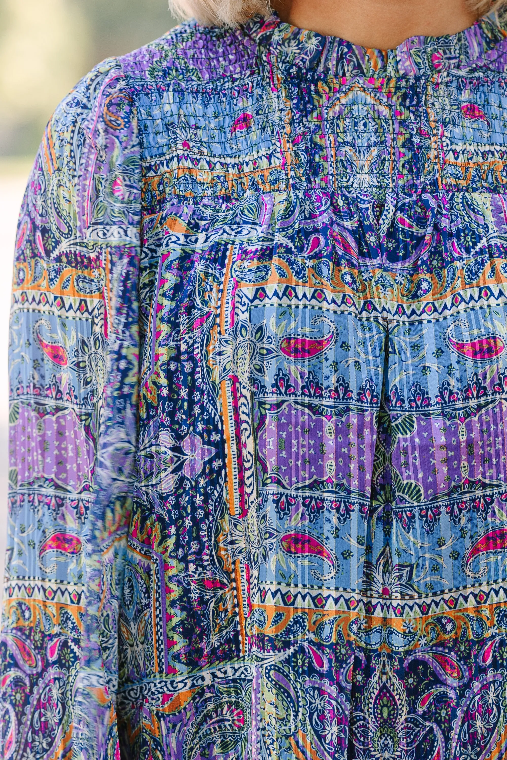 Skies are Blue: The Right Way Lavender Purple Abstract Blouse