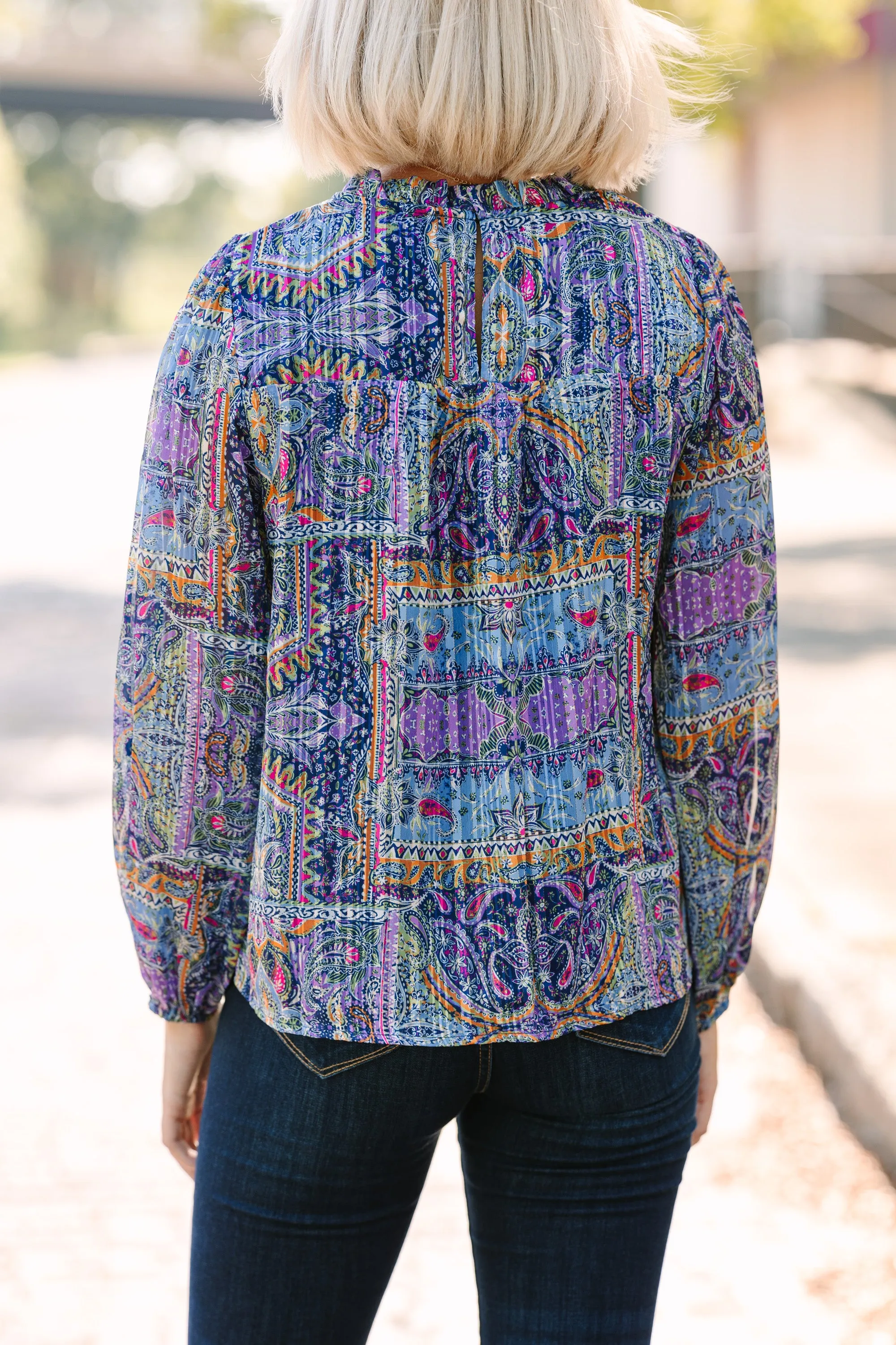 Skies are Blue: The Right Way Lavender Purple Abstract Blouse
