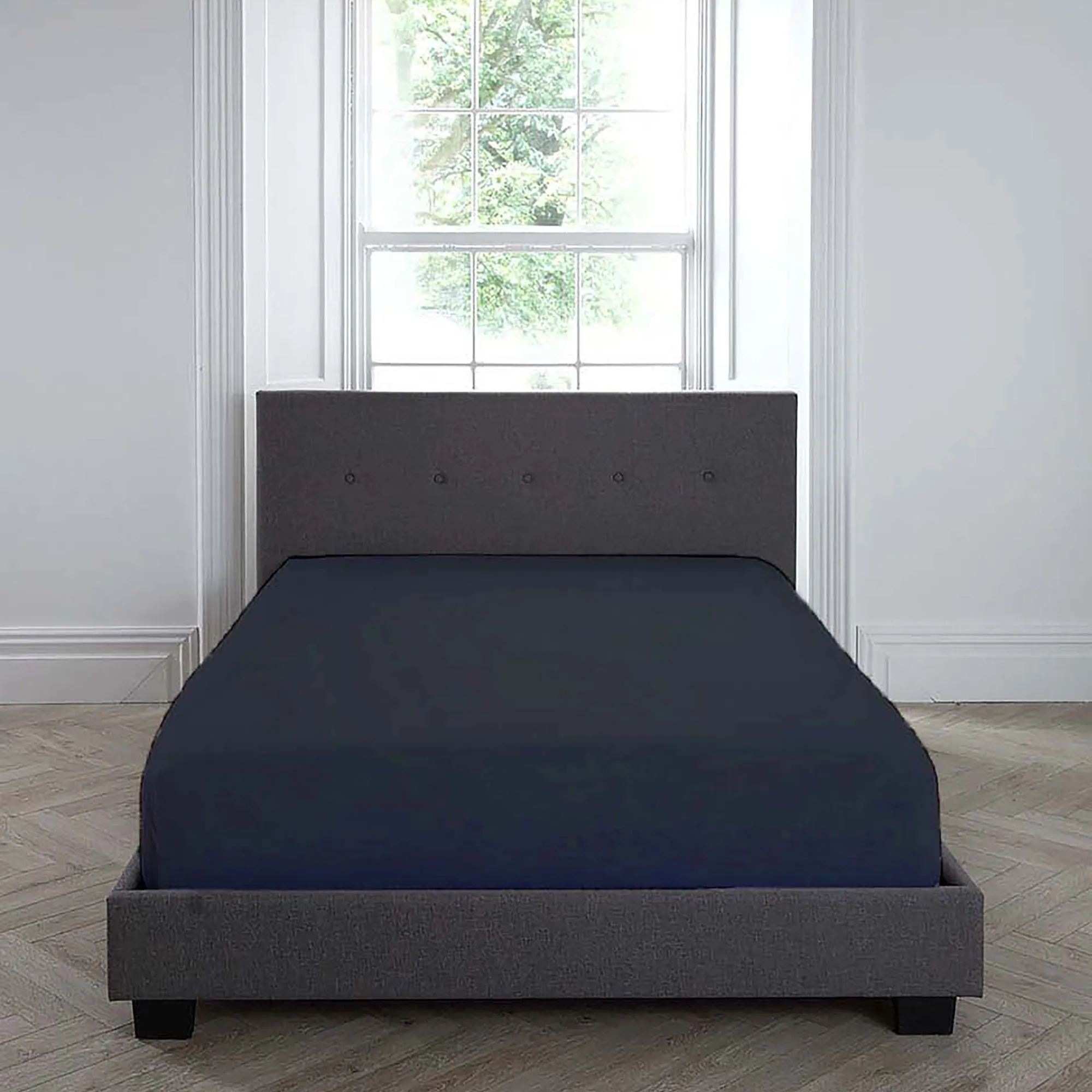 Soft touch microfibre 32cm Fitted Bed Sheet by Serene in Navy