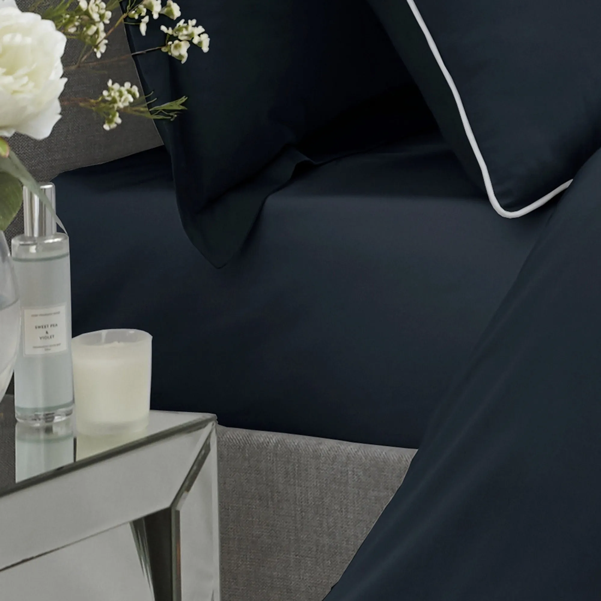 Soft touch microfibre 32cm Fitted Bed Sheet by Serene in Navy