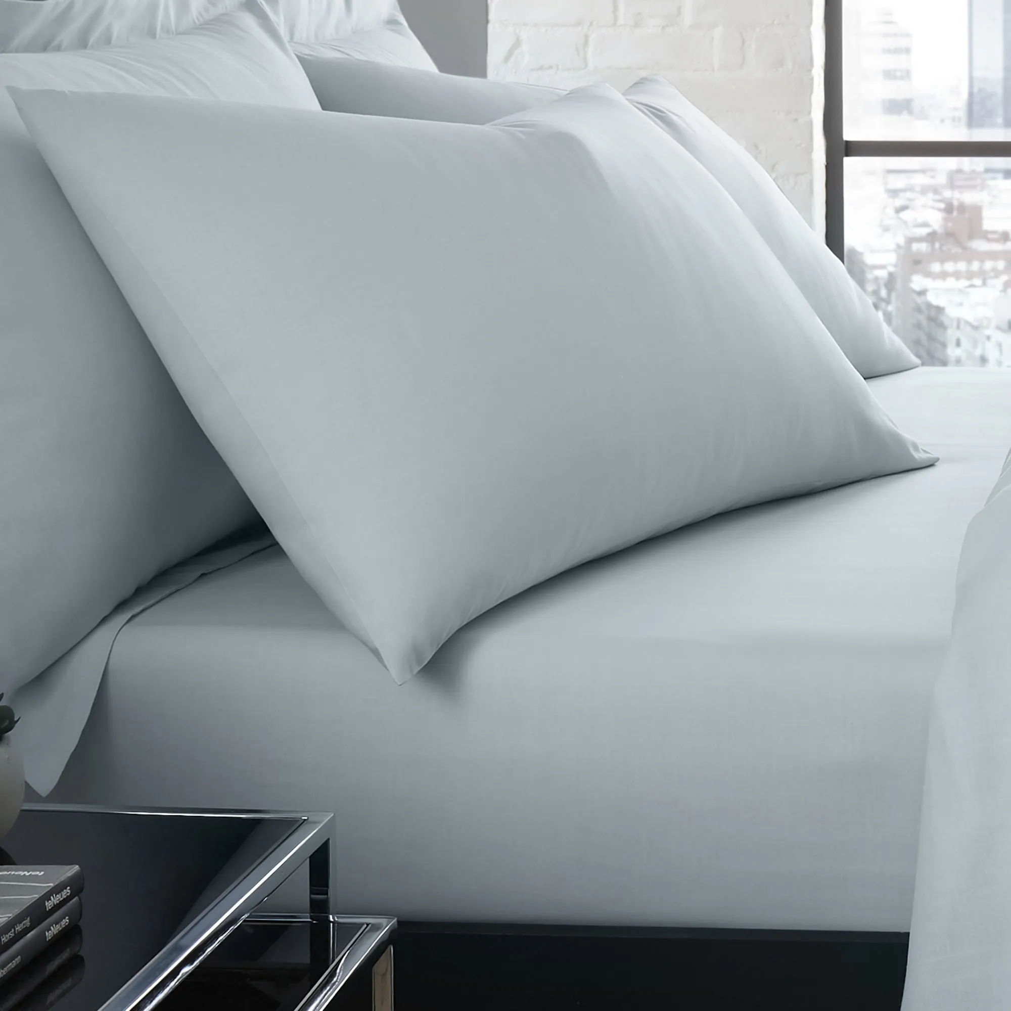 Soft touch microfibre Pair of Housewife Pillowcases by Serene in Duck Egg 50 x 75cm