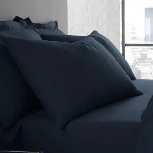 Soft touch microfibre Pair of Housewife Pillowcases by Serene in Navy 50 x 75cm