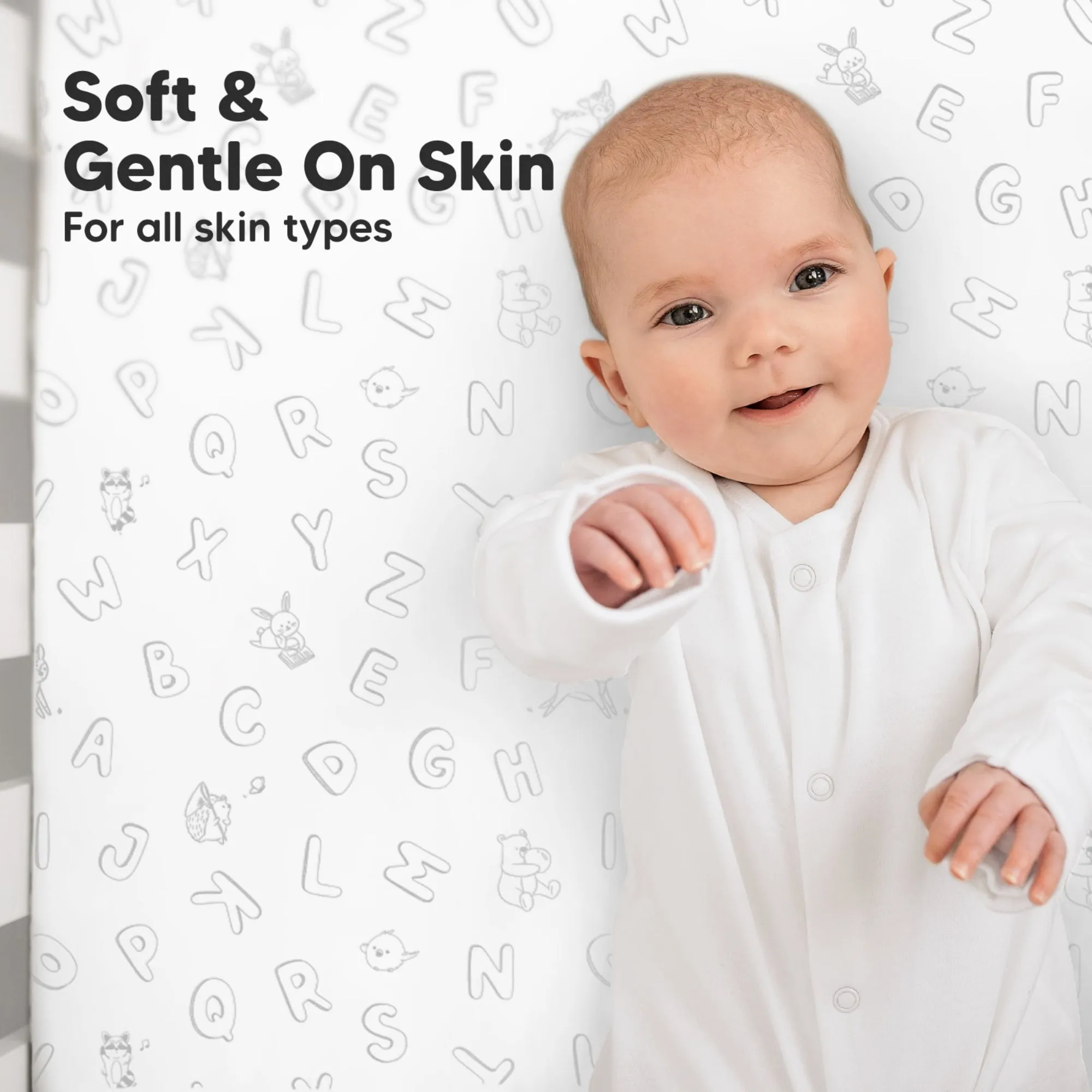 Soothe Fitted Crib Sheet (ABC Land Cloud)